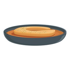 Red fish fry icon cartoon vector. Food dinner. Dish potato