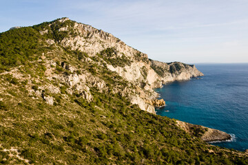 Fototapeta na wymiar Puig de Llentrisca (414mts) y Cabo Llentrisca.Sant Josep de Talaia.Ibiza.Balearic islands.Spain.