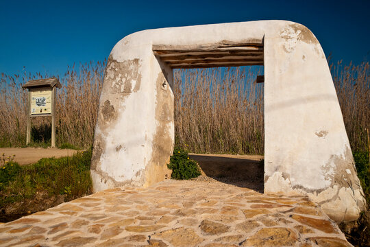 Portales de Feixa y canales de riego de origen musulman. Prat de Ses Monges.Ibiza.Balearic islands.Spain.