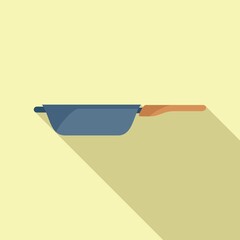 Oil wok frying pan icon flat vector. Cooking stove