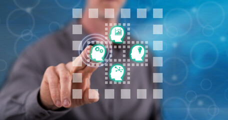 Man touching a business optimization concept