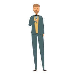 Talk reporter icon cartoon vector. Tv news. Studio crew