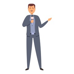 Tv journalist icon cartoon vector. Camera news. Media reporter