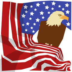 Bald Eagle Sitting on American Flag illustration