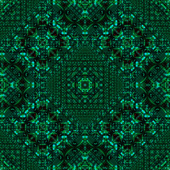 green seamless pattern with mandala ornament. Traditional Arabic, Indian motifs. Great for fabric and textile, wallpaper, packaging or any desired idea.