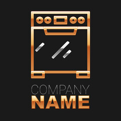 Line Oven icon isolated on black background. Stove gas oven sign. Colorful outline concept. Vector
