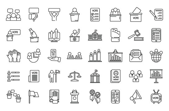 Democracy icons set outline vector. Human rights