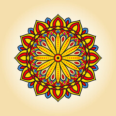 Vector hand drawn doodle mandala. Ethnic mandala with colorful tribal ornament. Isolated. Bright colors.