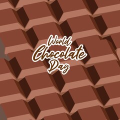 World chocolate day vector .with text chocolate bar background. world chocolate day celebration design. flat design. simple square. flat illustration. July 7