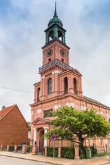Fototapeta na wymiar Historic Remonstrantenkirche church in the center of Friedrichstadt, Germany