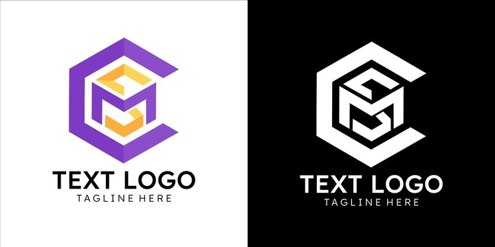 Naklejki cool initial csm logo letter design with hexagon concept