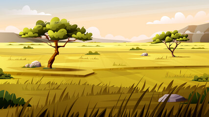 Landscape of savanna in cartoon style © YG Studio