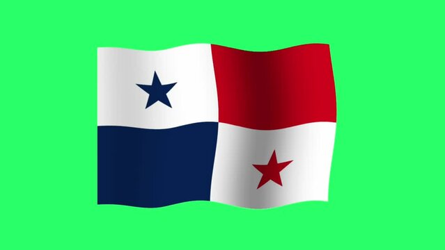 Animation Panama flag isolate on green background.