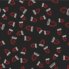 Line Chess icon isolated seamless pattern on black background. Business strategy. Game, management, finance. Vector