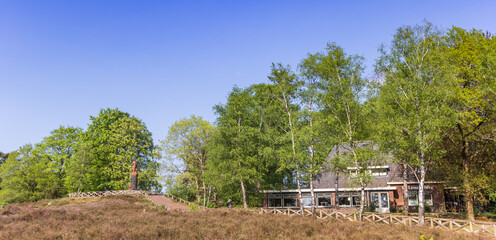 Fototapeta na wymiar Panorama of the restaurant at the Lemelerberg hill in Overijssel, Netherlands