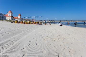 Footprints on the beach of Binz spa town, Germany