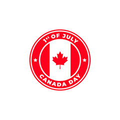 Canada Day 1st of July Logo Badge for Label, Sign, Symbol, Stamp, Emblem, and Banner Template. Vector Illustration