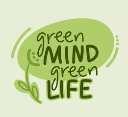 Hand lettering illustration for your design. Recycle. Do something green today. Love earth