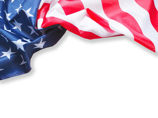 American flag isolated on white background.