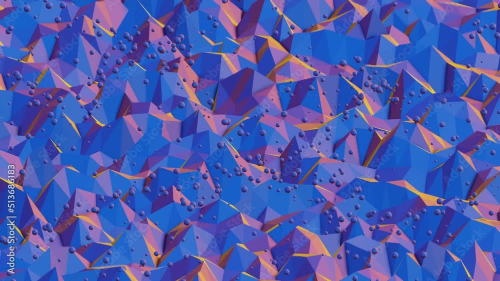 Poster Colourful  Abstract 3D visualization of a geometric low-poly surface. 3d rendering illustration. Background pattern for design. loops video.