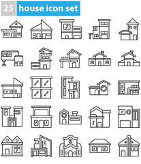 modern house icon set on transparent background