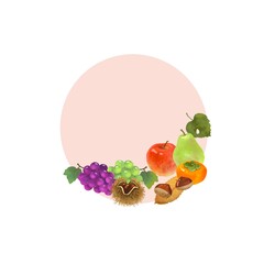 秋の味覚　果物　フレーム