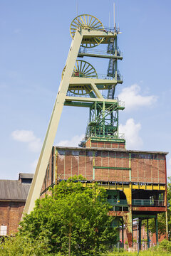 Headframe above a mine shaft in the Ewald Colliery, a since 2001 closed coal mine