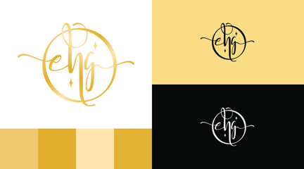 Golden Jewelry Letter HG Monogram Logo Design Concept