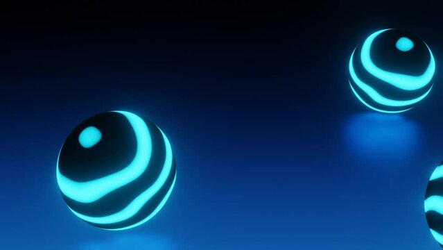 Moving blue glowin hypno neon balls loop animation 