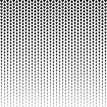 Abstract Halftone Geometric Triangles Pattern. Black and White Background.