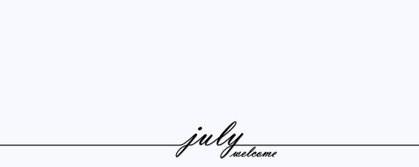 Simple banner with hand drawn july lettering