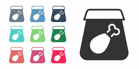 Black Online ordering and fast food delivery with meal icon isolated on white background. Set icons colorful. Vector
