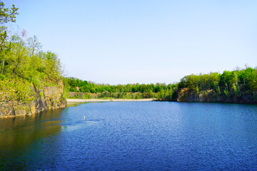 Fototapeta na wymiar Haselberg-Straßenteich near Naunhof. Landscape with a lake in the nature reserve in saxony.