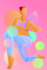 Art illustration: Line beauties practicing yoga