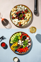 Project with luxury food on a colorful background