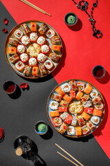 Project with luxury food on a colorful background