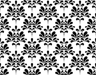 Flower geometric pattern. Seamless vector background. White and black ornament. Ornament for fabric, wallpaper, packaging. Decorative print