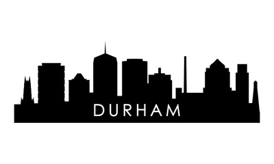 Durham skyline silhouette. Black Durham city design isolated on white background.