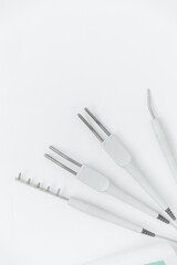 Manipulas for microcurrent therapy. electrical impulses for facial treatments. Professional skin care in the salon. Skin care concept, medical procedure. 