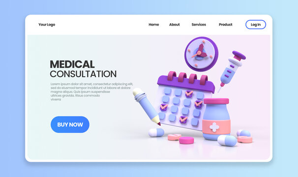 Medicine and drug for drugstore category concept illustration Landing page template for background