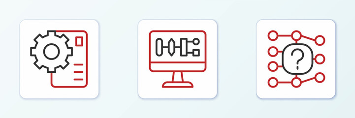 Set line Neural network, and Algorithm icon. Vector