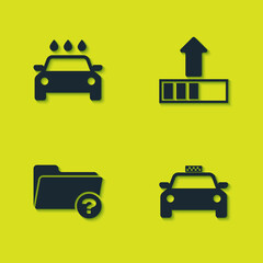 Set Car wash, Taxi car, Unknown directory and Loading icon. Vector