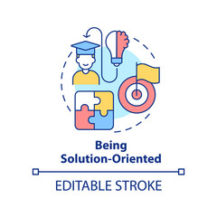 Being solution-oriented concept icon. Resilience skill abstract idea thin line illustration. Achieving personal goals. Isolated outline drawing. Editable stroke. Arial, Myriad Pro-Bold fonts used
