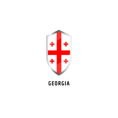 Fototapeta premium Flag of Georgia with shield shape icon flat vector illustration