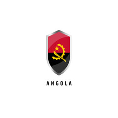 Flag of Angola with shield icon flat vector illustration