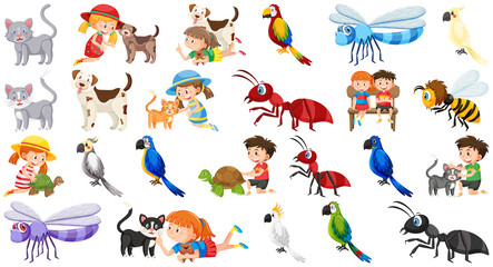 Obraz premium Set of various wild animals in cartoon style