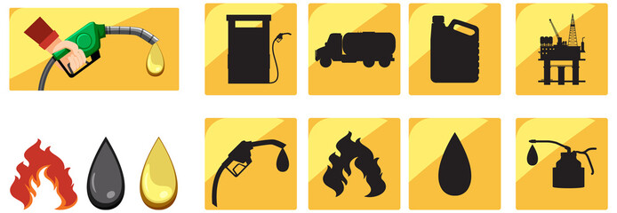 Set of oil station icons