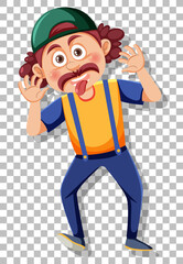 Aplayful man cartoon character on grid background