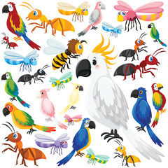 Obraz premium Set of various wild animals in cartoon style