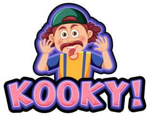 Playful cartoon character with kooky word expression